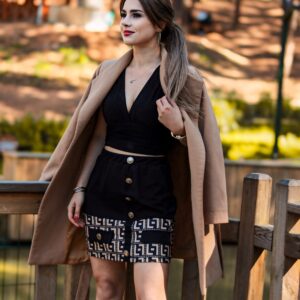 Conjunto Cropped e Saia Champagne