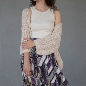 Conjunto Tricô Cardigan e Saia